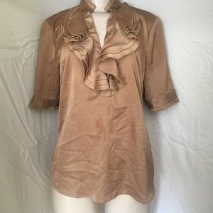 New York & Company™️ Gold Blouse w/ Ruffled Collar